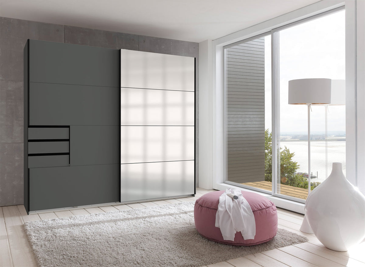 Wimex - Armoire Saigon - E54640 - Graphite/Verre - 225 x 208 x 64 cm