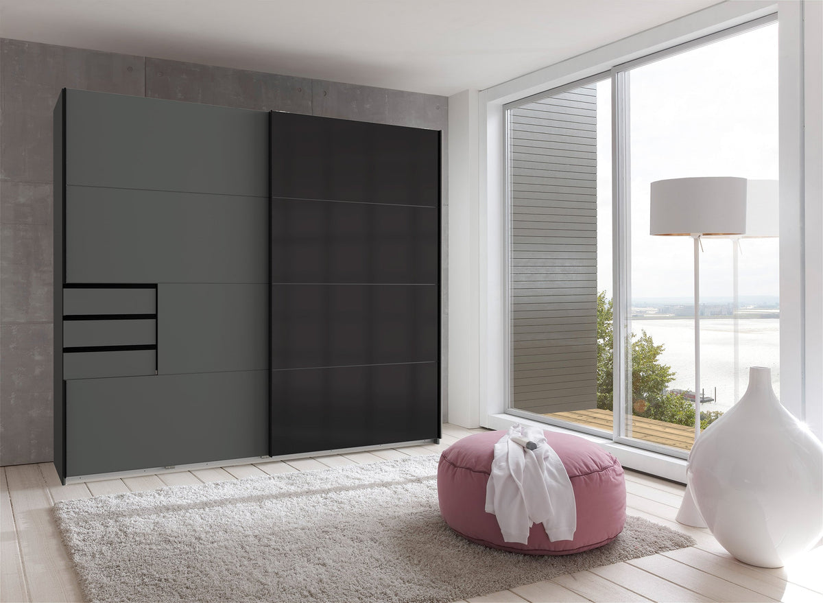 Wimex - Armoire Saigon - E60640 - Graphite/Noir - 225 x 208 x 64 cm