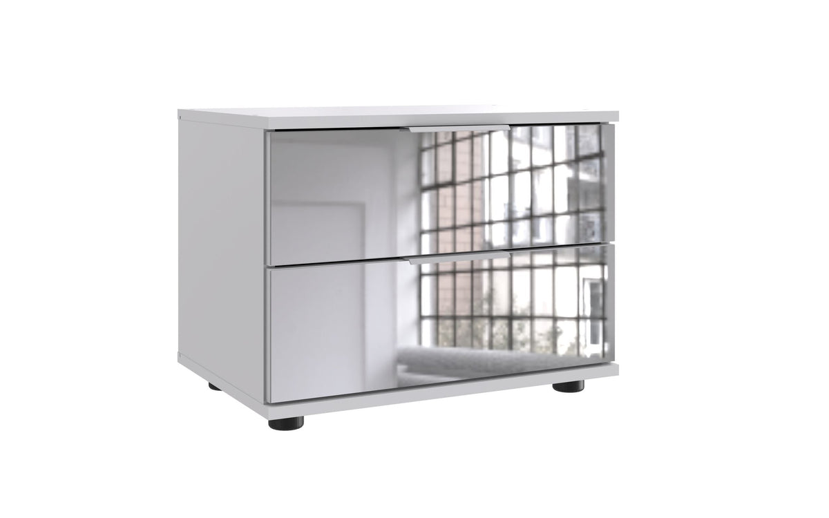Wimex - Table de chevet Saigon - E79697 - Blanc/Verre - 52x40x38 cm