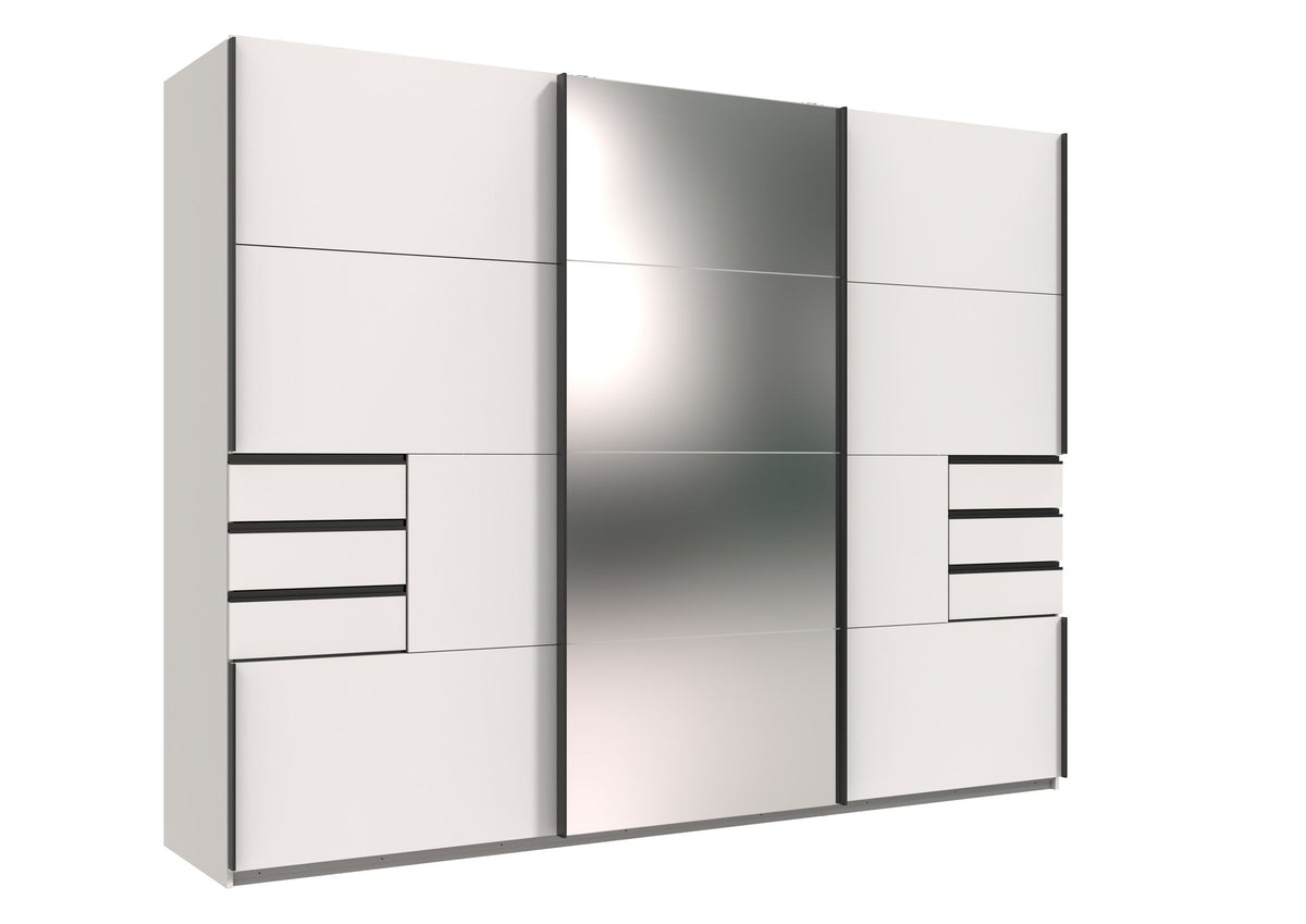 Wimex - Kleerkast Saigon - M10641 - Wit/Glas - 270x208x64cm