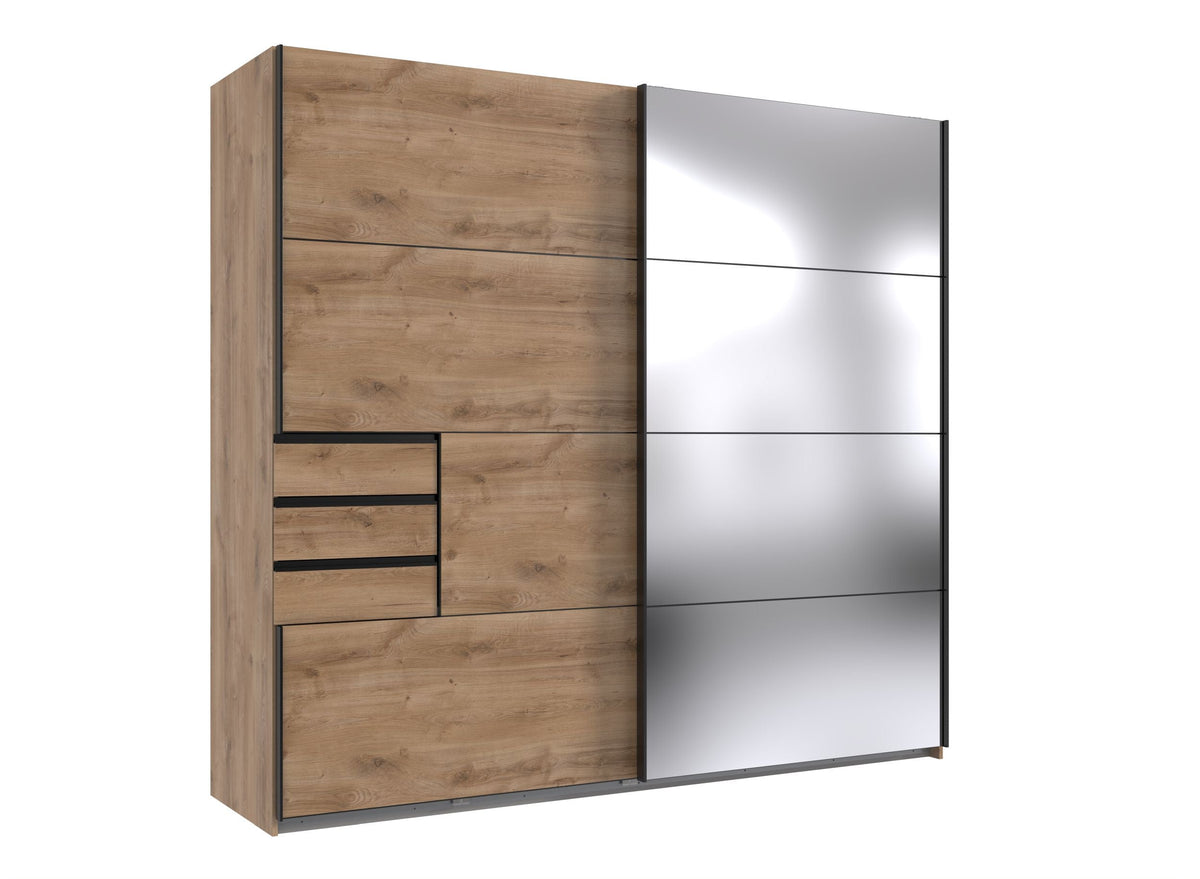 Wimex - Armoire Saigon - M11640 - Chêne/Étagères en verre - 225 x 208 x 64 cm