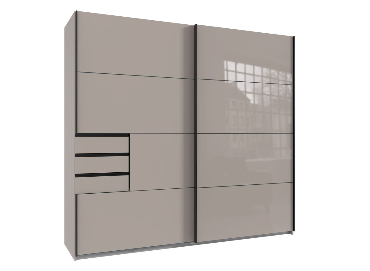 Wimex - Armoire Saigon - M20640 - Gris Sahara/Verre - 225 x 208 x 64 cm