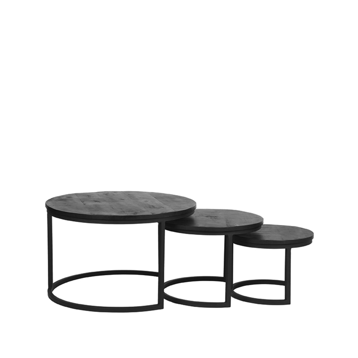 LABEL51 Ensemble de tables basses Triplet - Noir - Bois de manguier