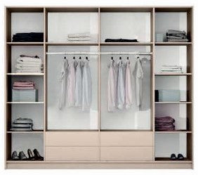 2BM - Armoire Savana - Coloris Beige - LED - Bloc tiroirs - 255x65x219cm