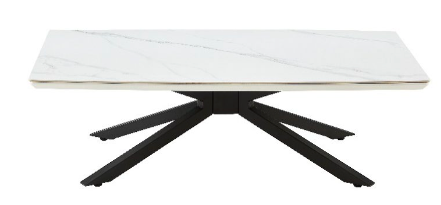 TYC - Table basse Céramique - Blanc Carrare - 130x36x75 cm