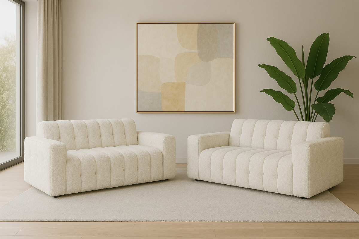 2BM - Salon Selda - Beige stof - Design Stikking - 220/195x100x85cm
