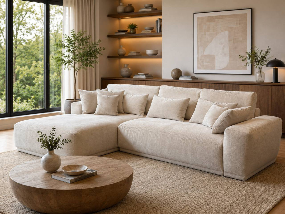 2BM - Hoeksalon Soffy Links - Stof - Beige - 310x190 cm