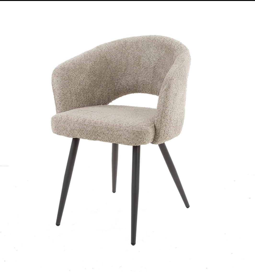 2BM - Stoel Lilly – Taupe – Boucle Stof – 59x81x54cm