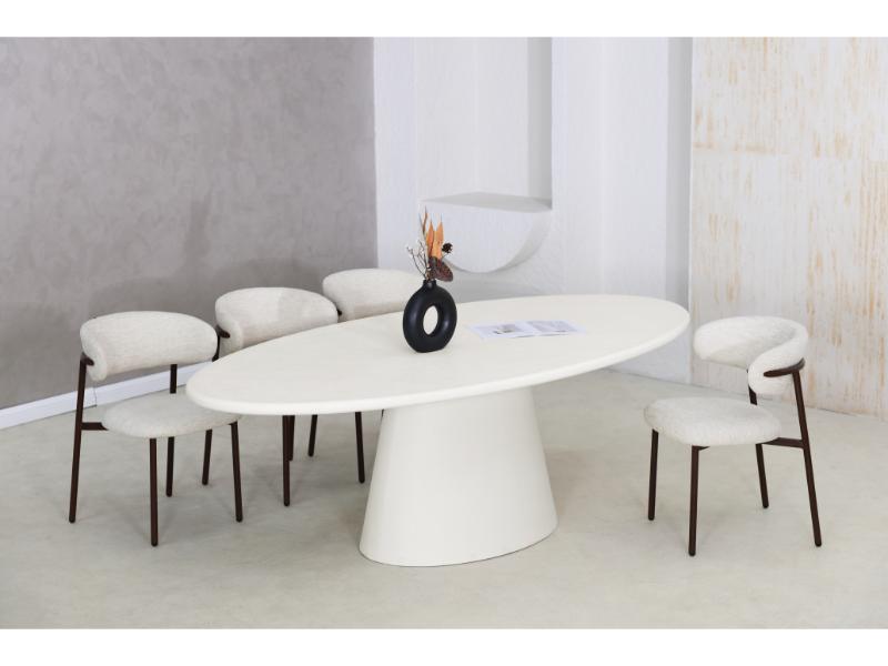 GBO – Cementex Ovale Tafel – Witte kleur – TF2402 - 240x110x74 cm