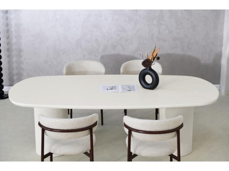 GBO – Cementex Deense Ovaal Tafel – Witte kleur – TF2404 - 230x120x74 cm