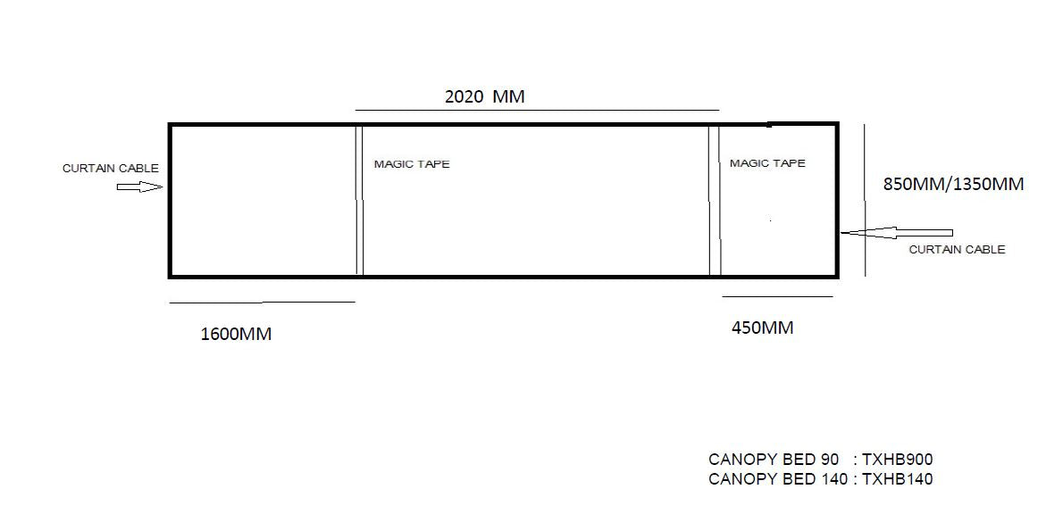 Vipack - Canvas Pino hemelbed - 140 x 200 cm
