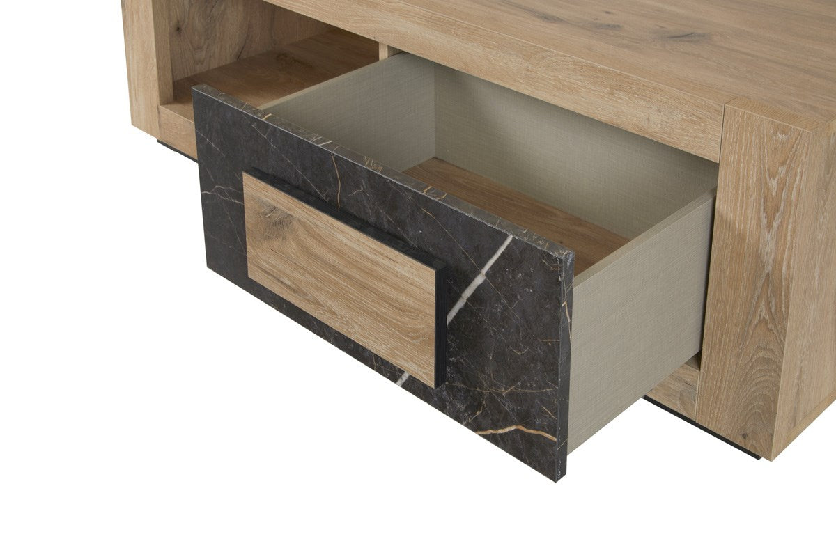 GBO - Salontafel Sacha – 130x65x45 cm – Canyon eiken & marmer