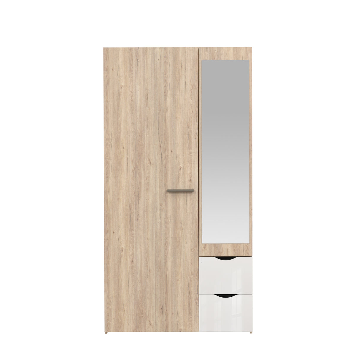ASP - Kleerkast Tempo - Eiken decor met witte laden – 2 deuren & 2 lades – 100x195x55cm