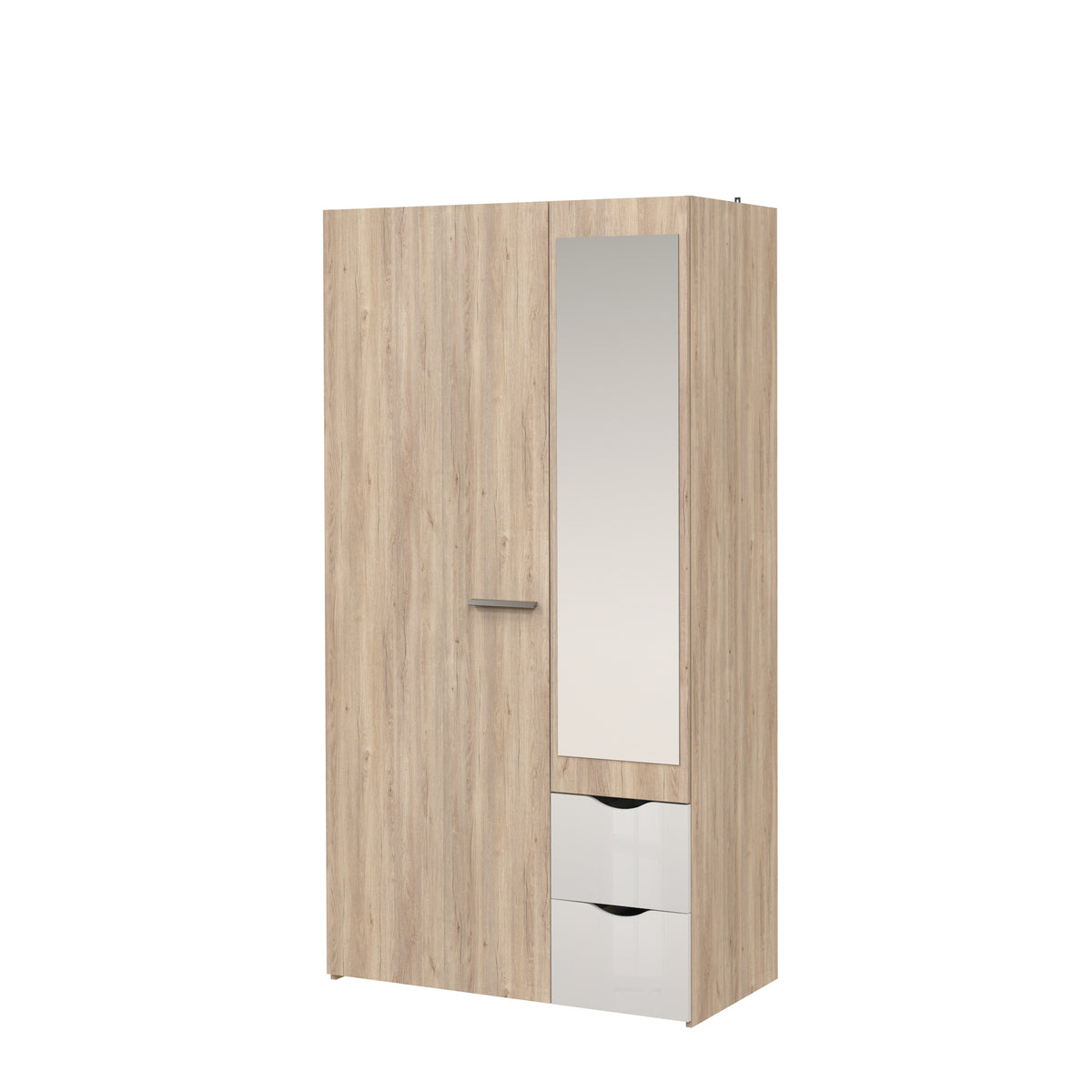 ASP - Kleerkast Tempo - Eiken decor met witte laden – 2 deuren & 2 lades – 100x195x55cm