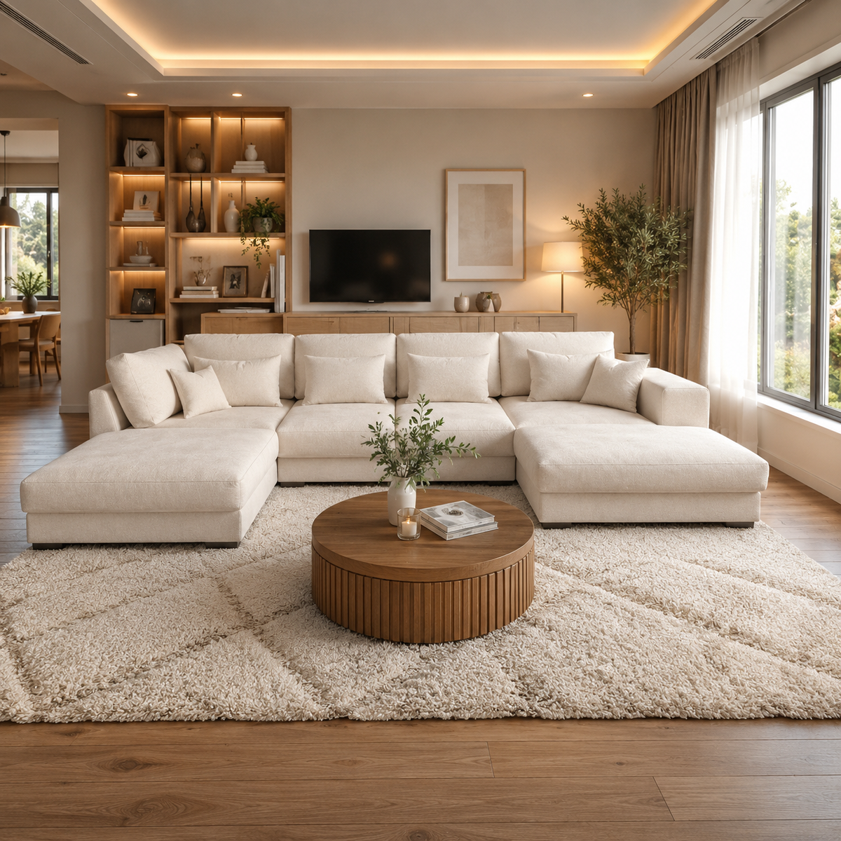 MLM - Hoeksalon Tine U - Licht beige - Rechts – 208x354x180cm