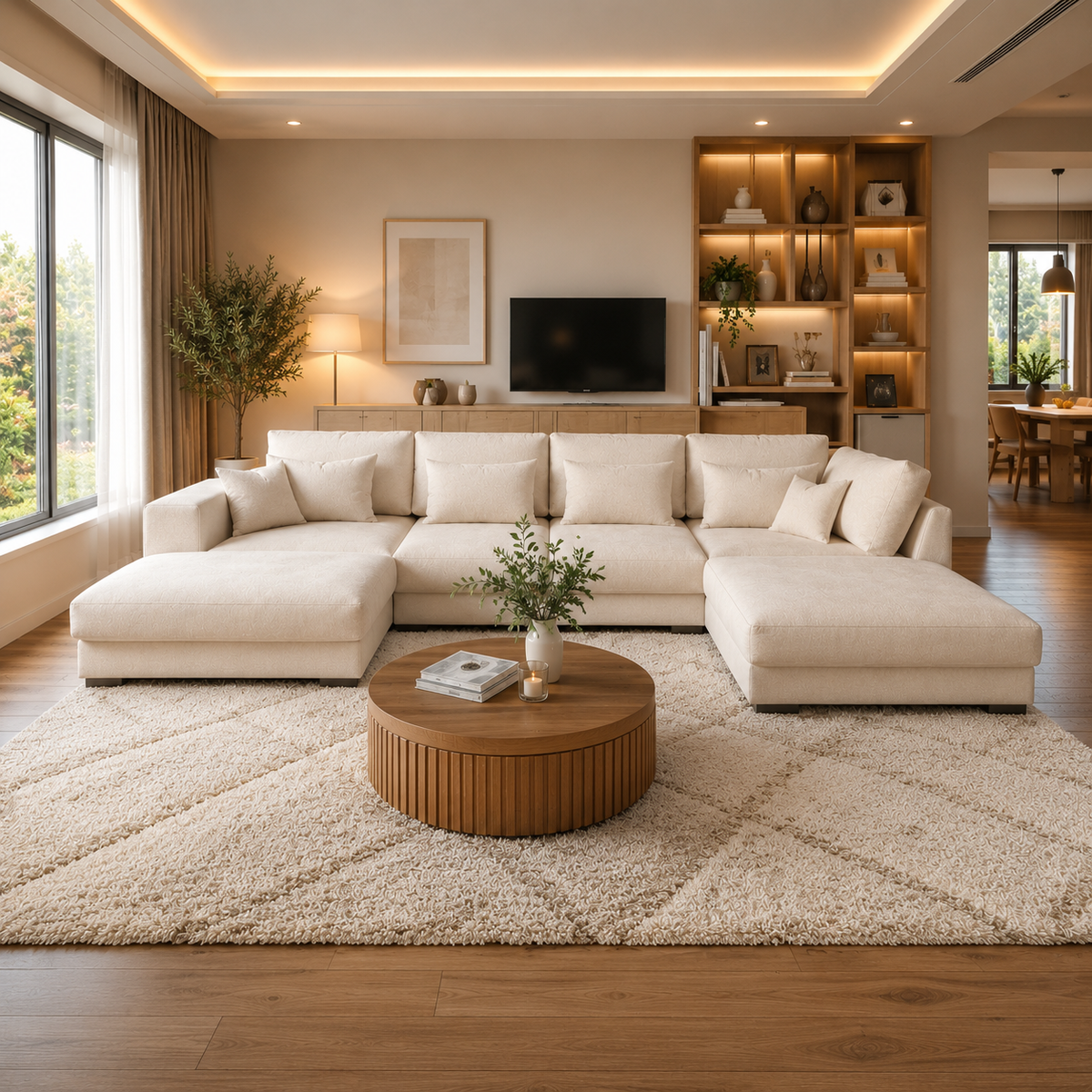 MLM - Hoeksalon Tine U - Licht beige - Links – 180x354x208cm