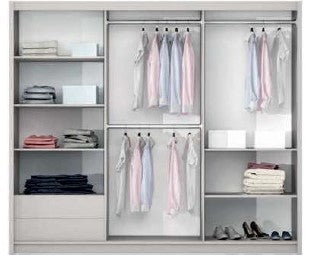 2BM - Armoire à portes coulissantes Tokyo - Couleur Cashmere - Led - 250x65x215cm