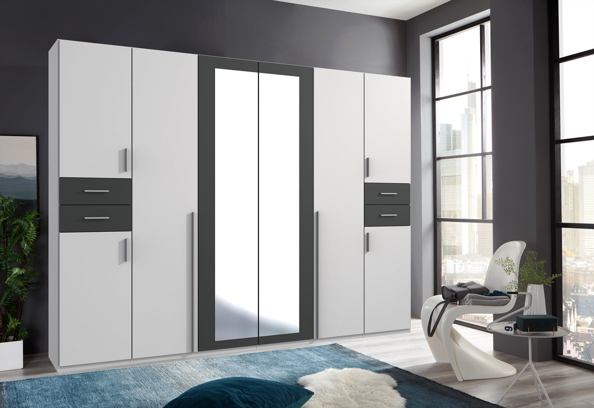 Wimex - Kleerkast Vegas - D03656 - Wit/Grafiet - 270x208x58 cm