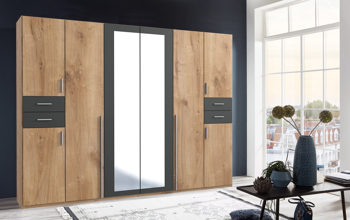 Wimex - Kleerkast Vegas - D12656 - Planken Eik/Grafiet - 270x208x58cm