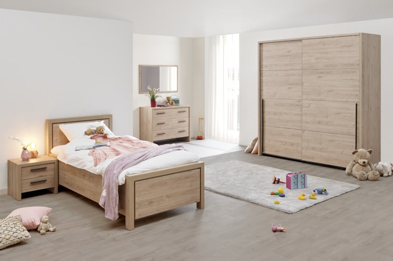 GBO - Slaapkamer set Viola 1 – Kast 2 deuren + Bed 90 cm + Nachttafel
