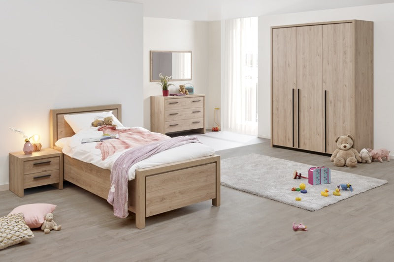 GBO - Ensemble de chambre Viola 2 - Armoire 3 portes + Lit 90 cm + Table de chevet