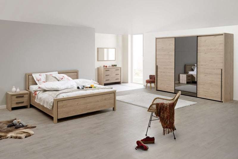 GBO - Ensemble de chambre Viola4 – Armoire 250 coulissante + Lit 140 + 2 CT + Com.