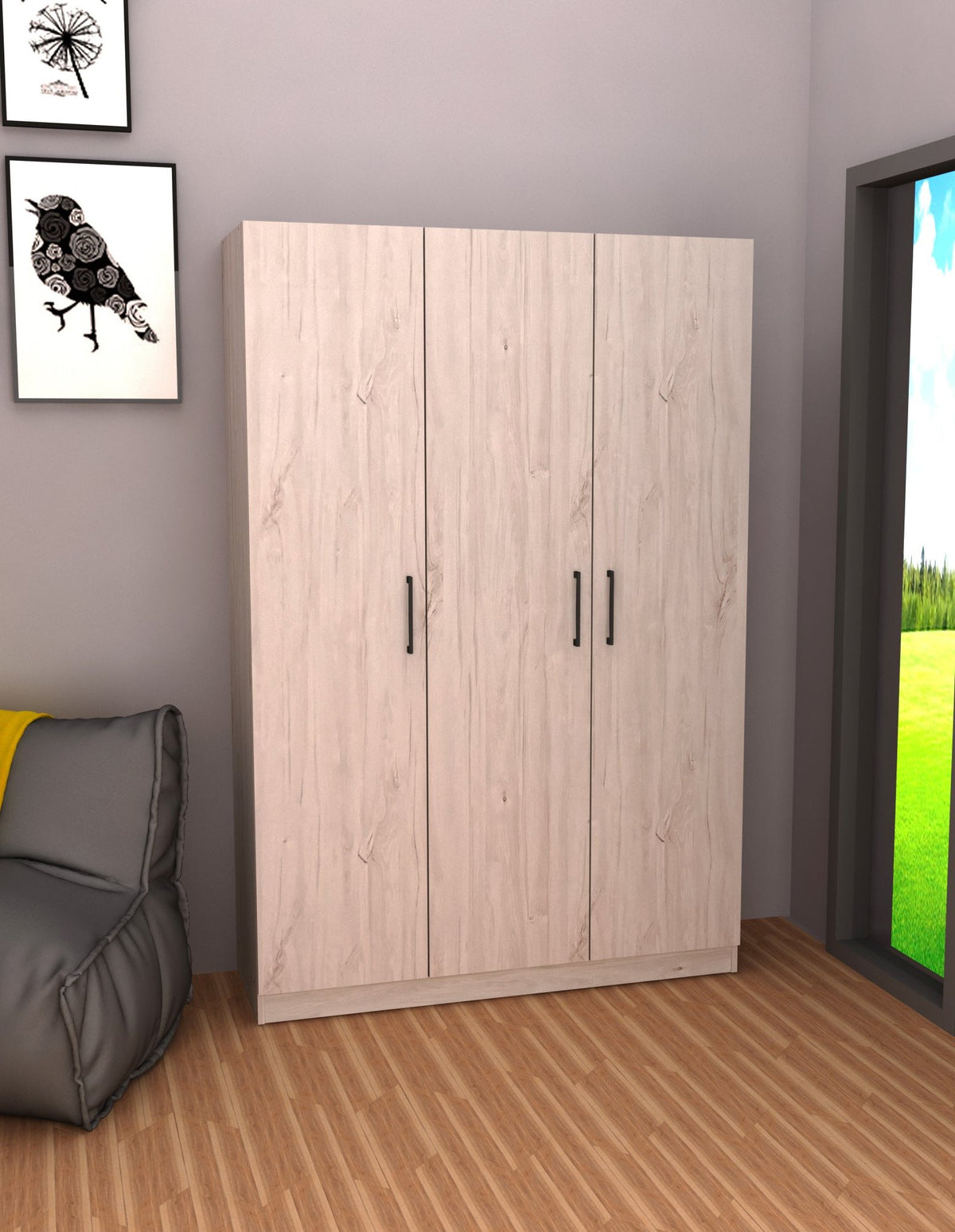 TYC - Bergkast Elmo - 3-draaideur - White Oak- 120x180x40 cm