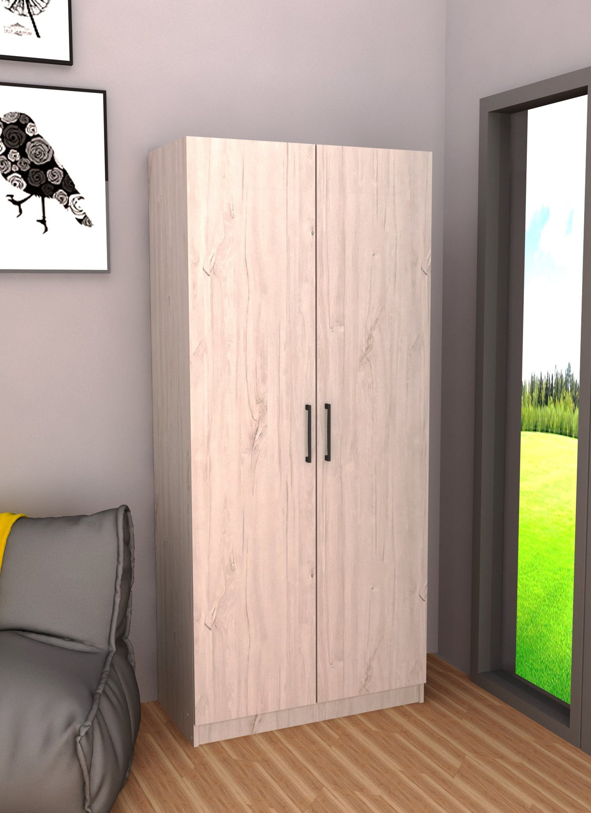 TYC - Bergkast Elmo - 2-draaideuren - White Oak - 80x180x50cm