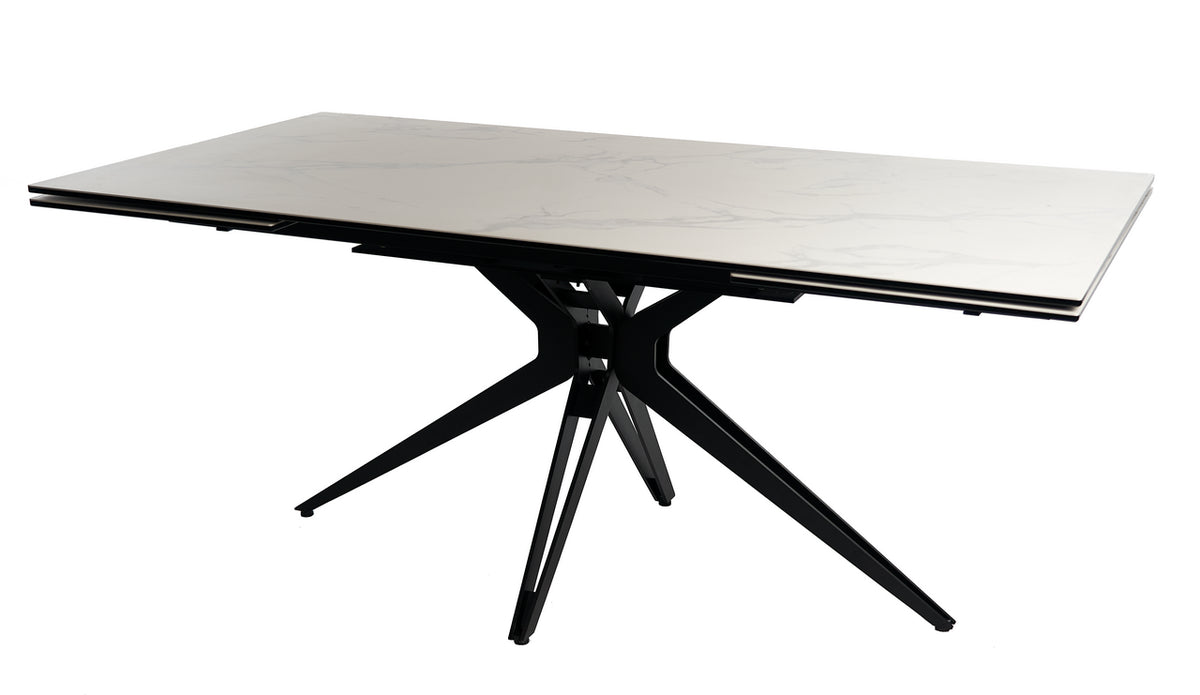 Meubar - Table céramique Wing 1 - Blanc - 180(+2x50) x 76 x 98 cm