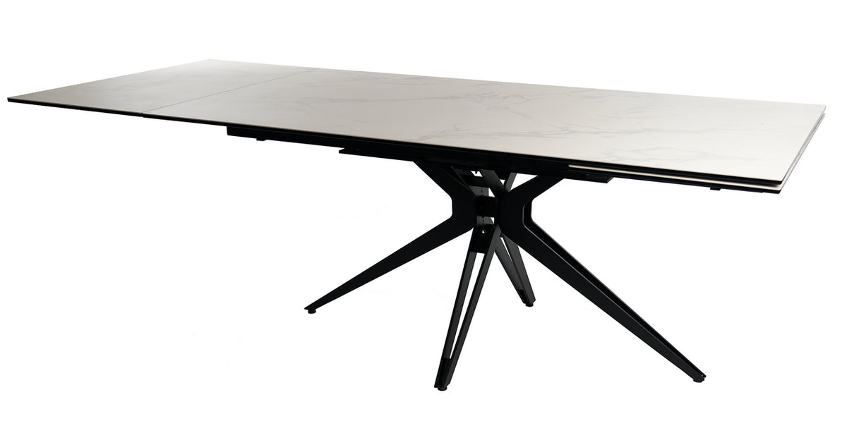 Meubar - Table céramique Wing 1 - Blanc - 180(+2x50) x 76 x 98 cm