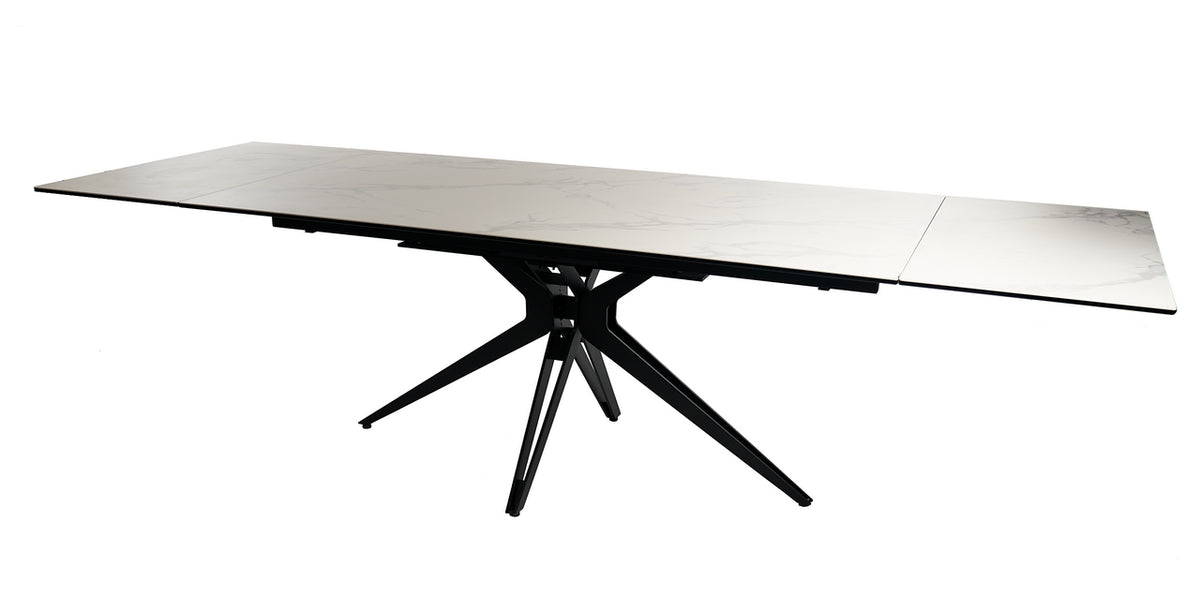 Meubar - Table céramique Wing 1 - Blanc - 180(+2x50) x 76 x 98 cm