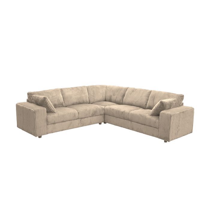 MLM - Canapé d'angle Magda - Velours côtelé beige - 260 x 260 x H 88 cm