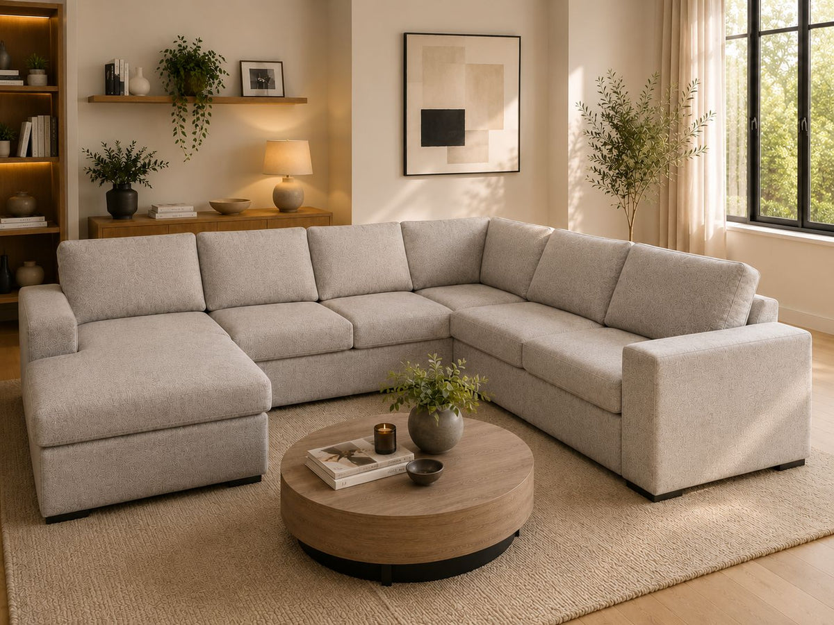 2BM - Hoeksalon Mila - Links - Stof - Taupe - 160x325x225cm