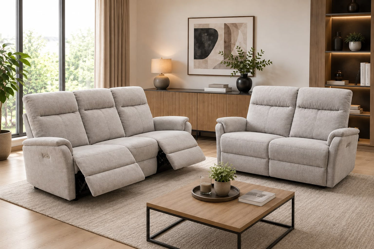 2BM - Salon Merit 3+2 – 2 elektrische relaxen - 182cm en 130cm