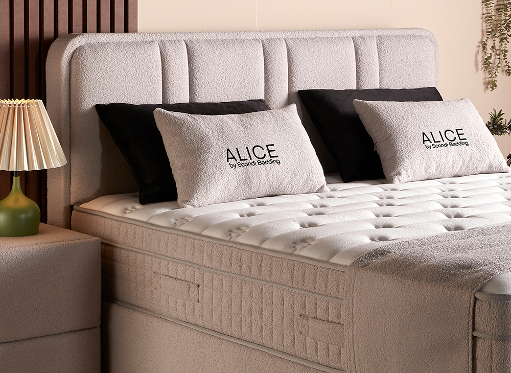 2BM - Boxspring Alice - Opbergruimte – Licht ecru boucle stof – 140x200cm