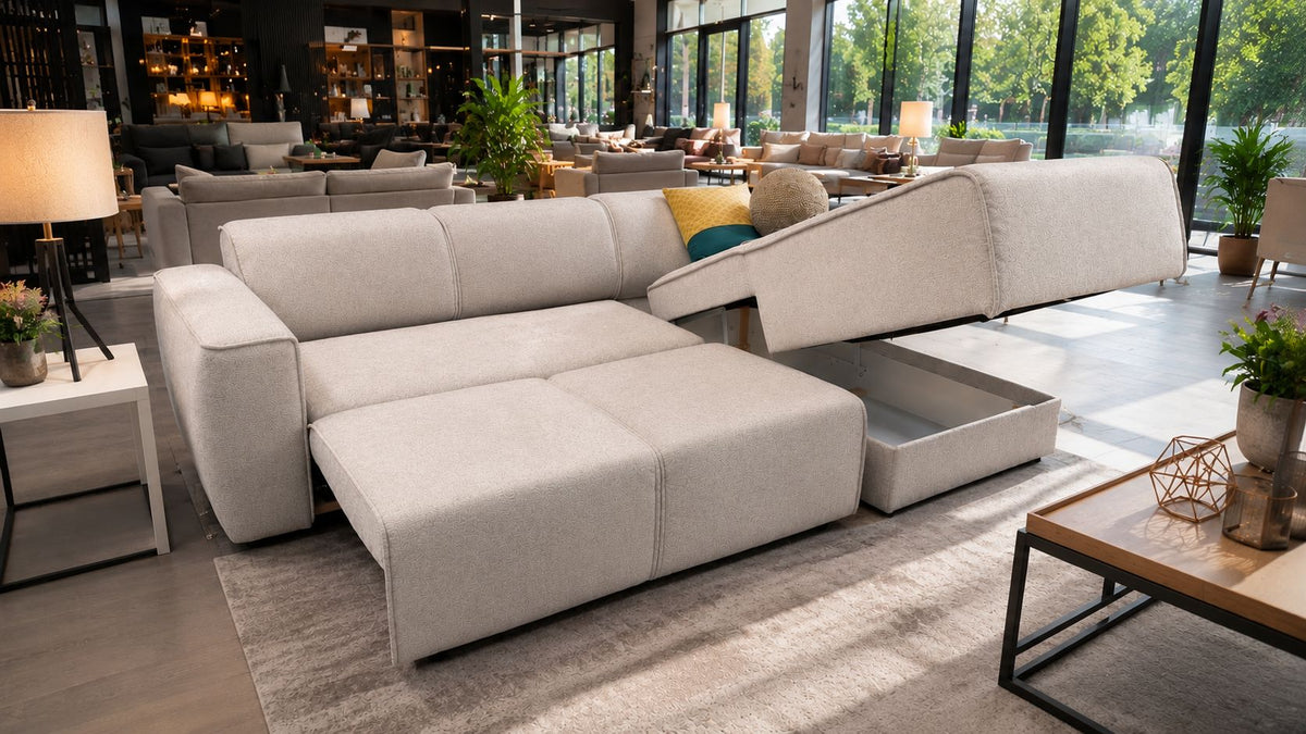 2BM - Hoeksalon Billund L - Bedfunctie - Opbergruimte - Rechts -  280 x 190 cm