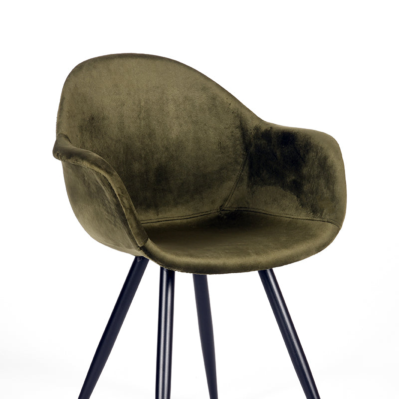 LABEL51 Chaise de salle à manger Forli - Vert armée - Velours