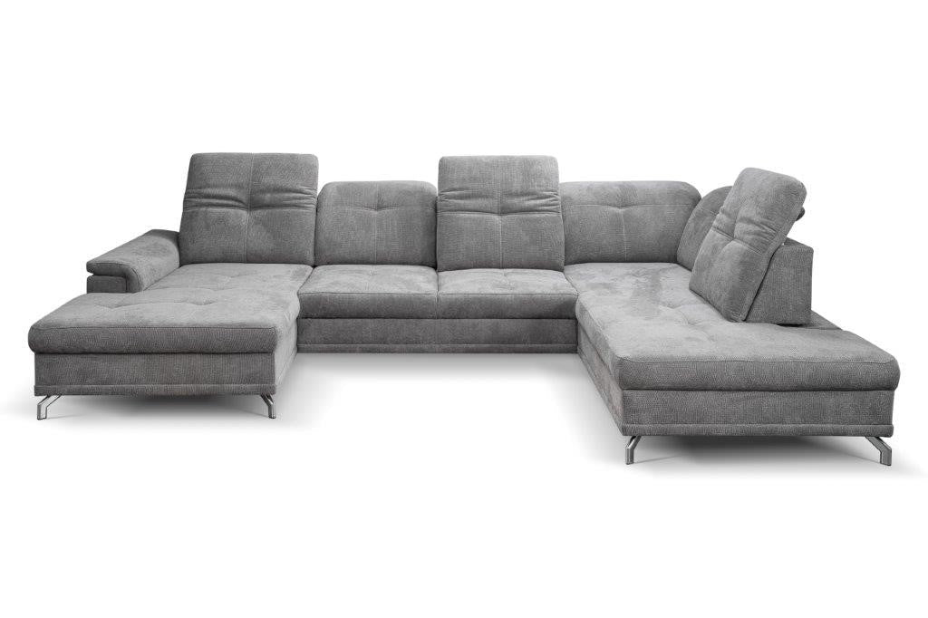 2BM - Hoeksalon Fox - Grijze Stof – Links - Bedfunctie – Opbergruimte – 345 x 220 x 170 cm