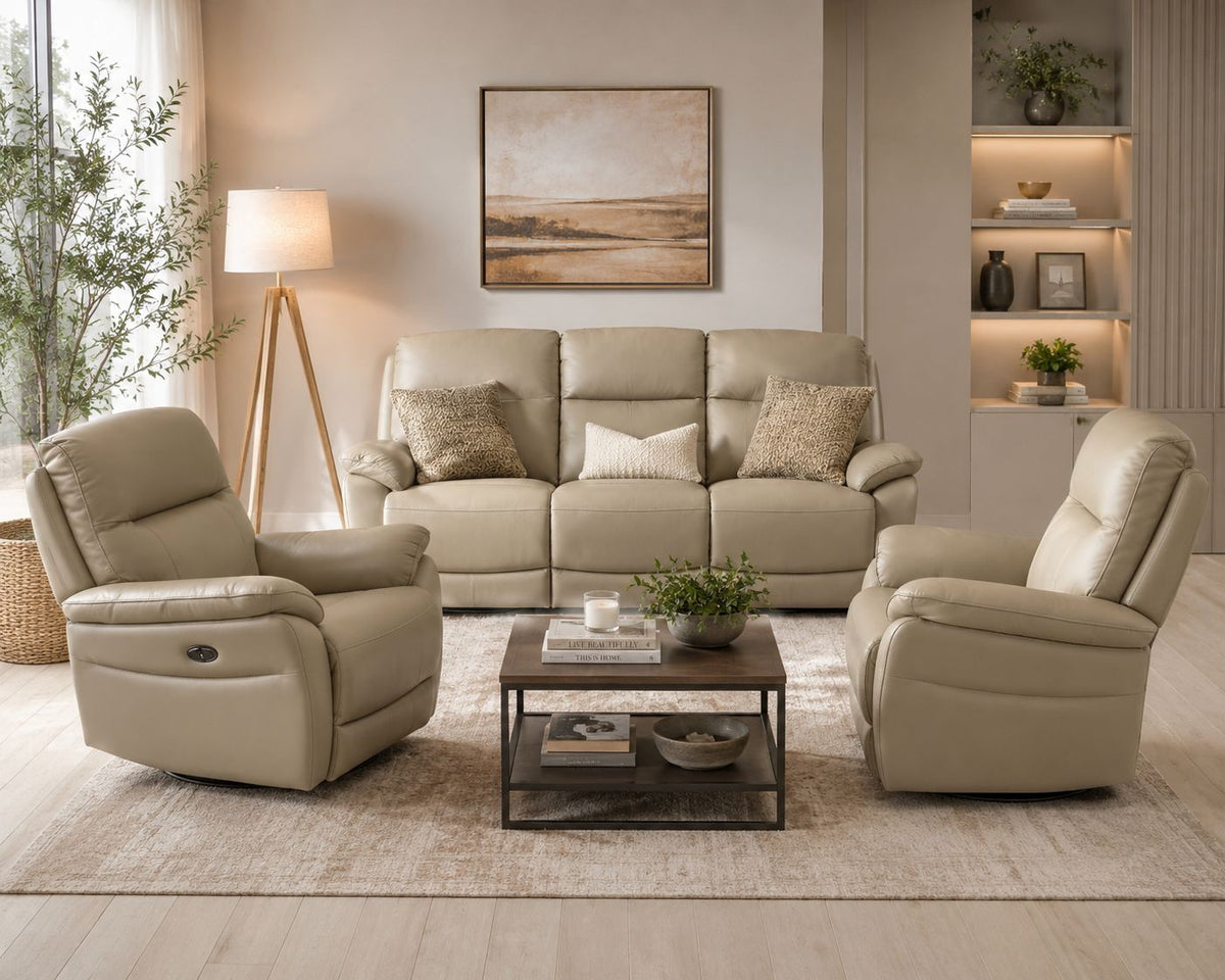 2BM - Salon 3+1+1 Garda - Licht Grijs Leer