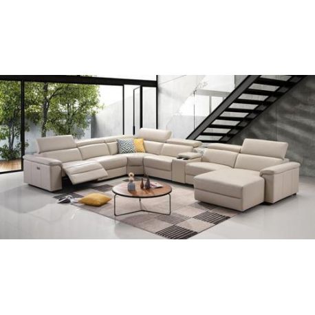 2BM - Hoeksalon Anna - Rechts - Leder - Ivory kleur - 310x390x170cm