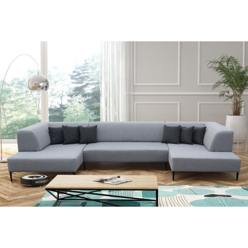 2BM - Hoeksalon Dedrick - Links - Stof - Grijs - 190x370x180 cm