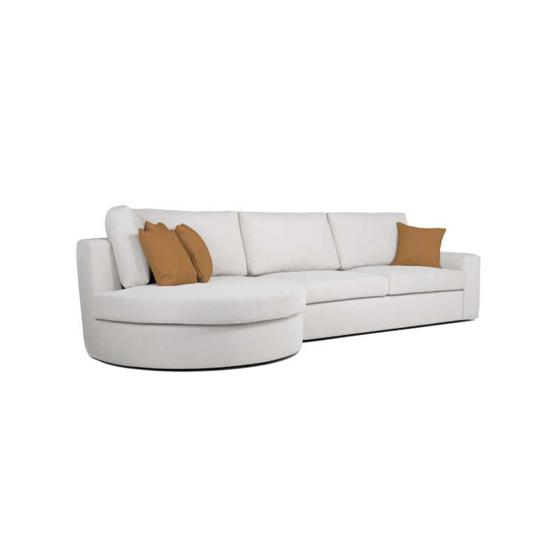101 - Hoeksalon Lucas - Links - Stof - Beige - 164x102x368cm