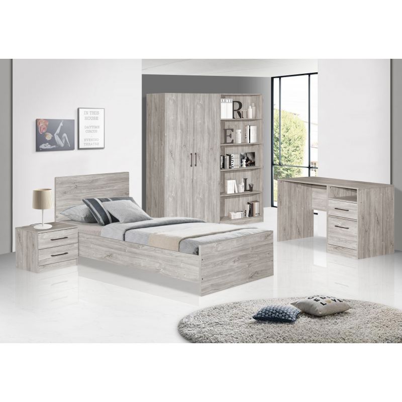 TYC - Jeugdkamer Orfeo - 3-delige set met 2-deurs kast - New grey oak
