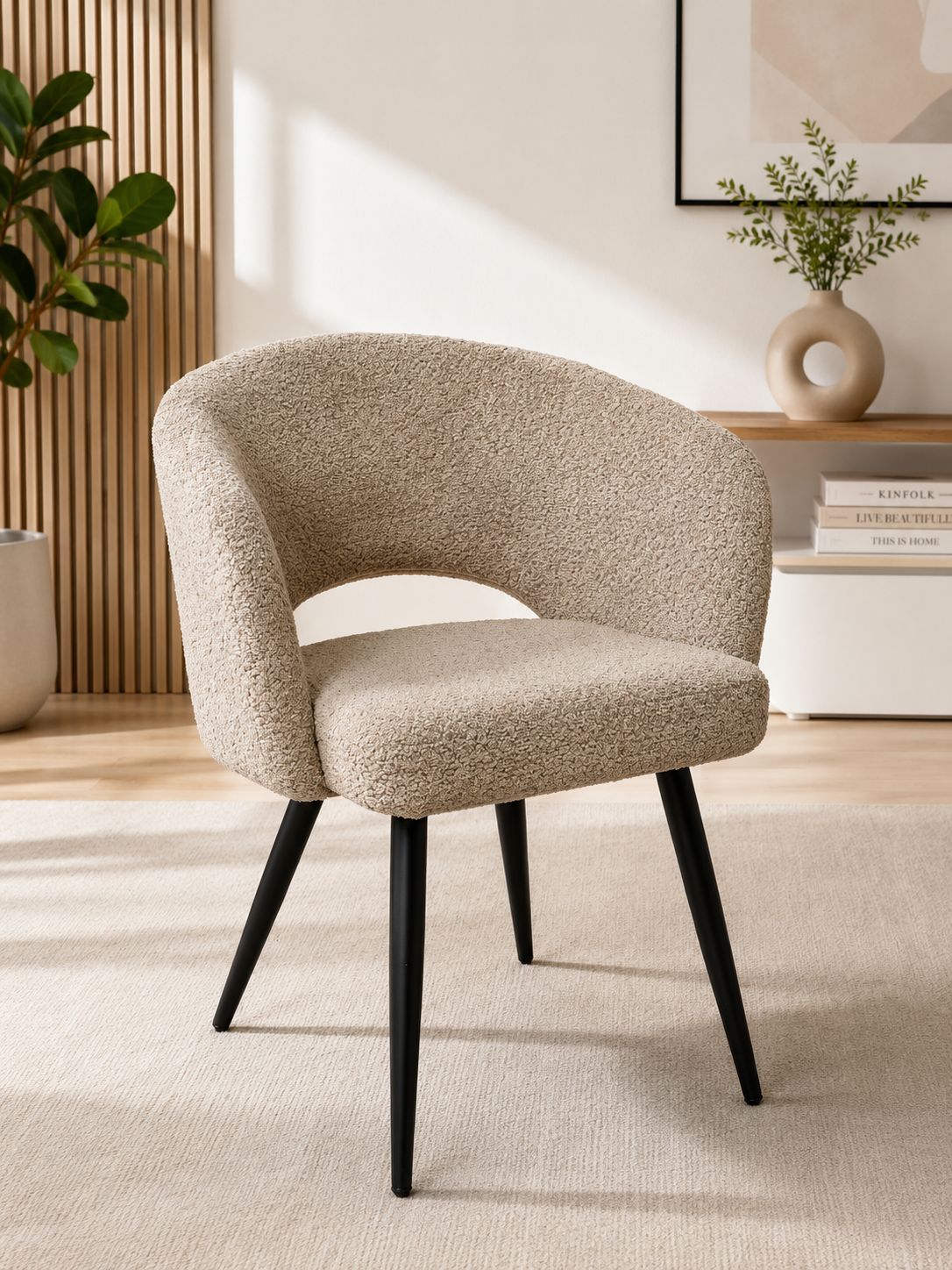 2BM - Stoel Lilly – Taupe – Boucle Stof – 59x81x54cm