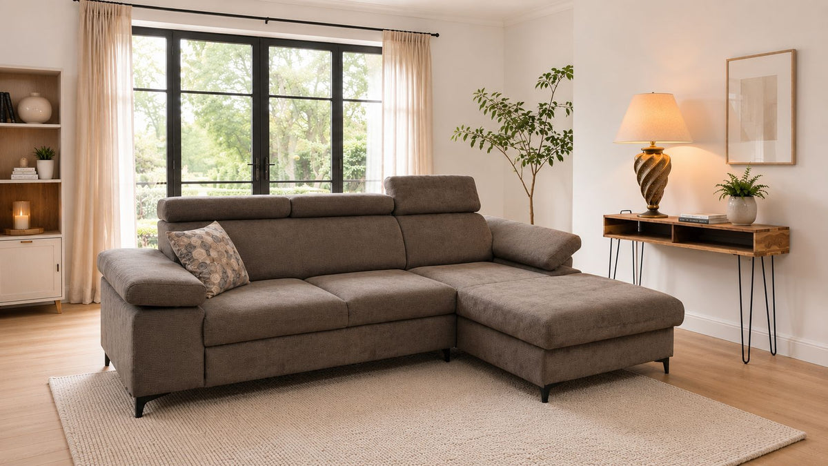 2BM - Hoeksalon Macon - Rechts - Grijs- Bedfunctie - L262x170xD92xH96cm