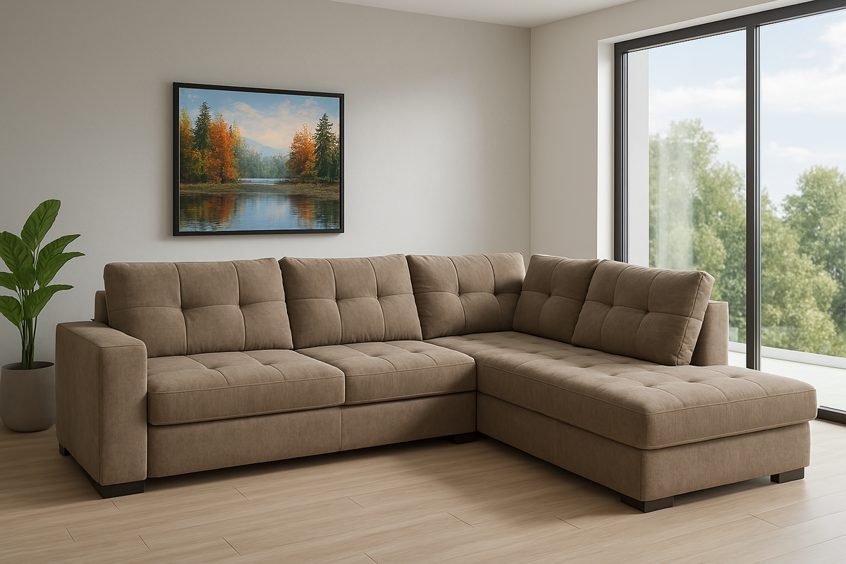 2BM - Hoeksalon Marseille - Rechts - Stof - Bruin - 270x85x220cm