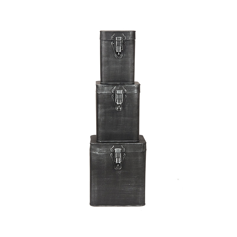 LABEL51 Opbergkist - Antiek grijs - Metaal - XL 18x19x21 cm
