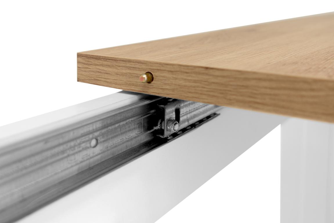 FIN - Verlengbare tafel Bergen 50 – wit – eiken décor  - 160(215)x75x90cm