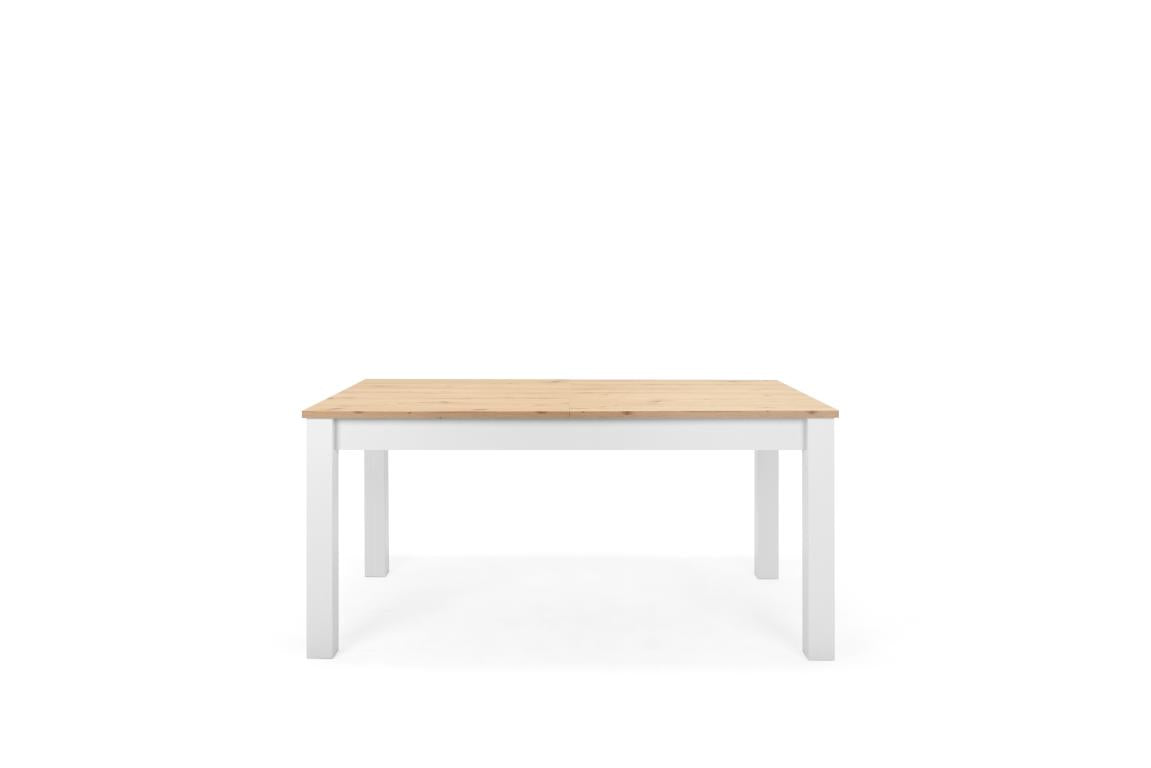 FR - Table extensible Bergen 50 - chêne - décor blanc - 160(215)x75x90cm
