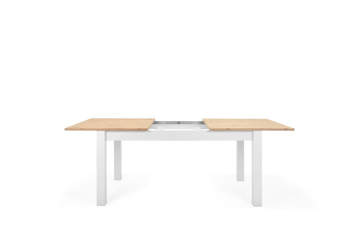 FR - Table extensible Bergen 50 - chêne - décor blanc - 160(215)x75x90cm